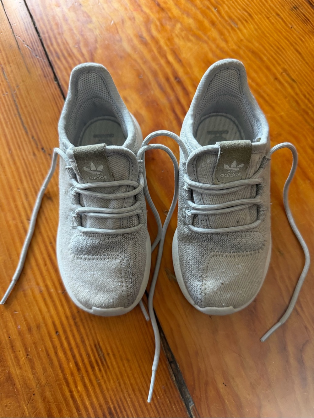 adidas Kids Light Gray Knit Sneakers